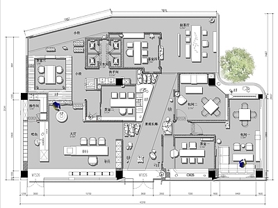 现代其他商业空间 茶馆平面图 施工图