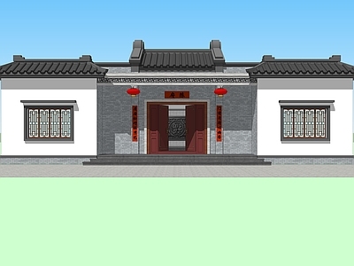 中式新中式四合院 江南 徽派 四合院 小院 中式