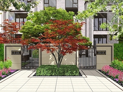 新中式中式庭院 样板庭院凉亭 庭院院门景墙 施工图