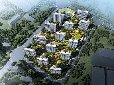 新中式鸟瞰规划 住宅鸟瞰