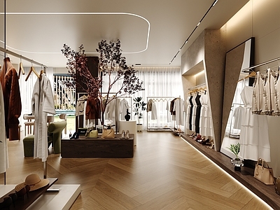 现代服装店 现代服装店 女装服饰鞋店 服装展厅 女装店
