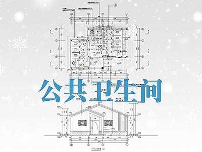 现代公厕 现代公共卫生间 乡村改造公厕 平立剖面 施工图