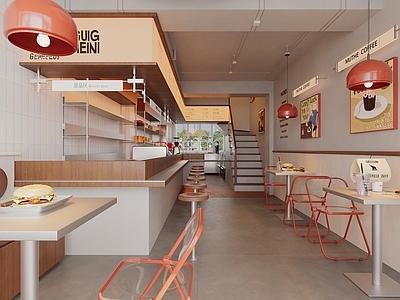 现代工业西餐厅 现代 工业风 汉堡店 奶茶 快餐店