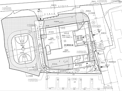 现代学校建筑 小学总平面图 施工图