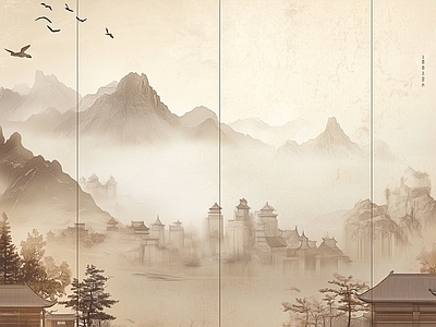 新中式中式硬包 新中式壁画 皮革硬包 布艺硬包 新中式硬包 硬包图案