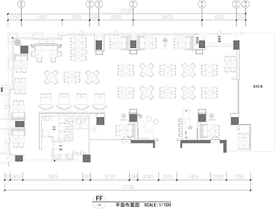 现代中餐厅 餐厅设计平面图 餐饮空间平面图 休闲餐厅平面图 施工图