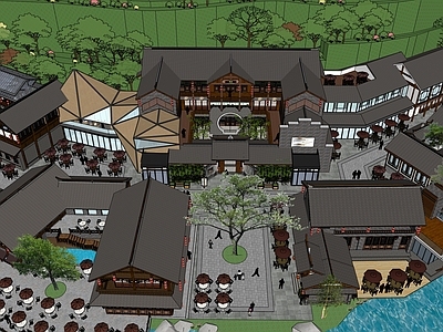 新中式中式酒店建筑 山地酒店建筑 高层酒店建筑 多层酒店建筑 酒店大门 温泉酒店建筑