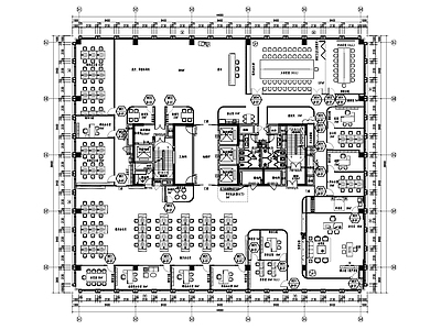 现代整体办公空间 办公楼 写字楼 敞开办公区 施工图
