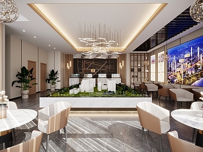 现代售楼处 售楼部 大厅 沙盘