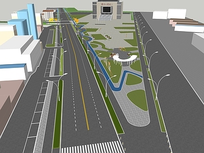 现代口袋公园 道路 口袋公园 广场