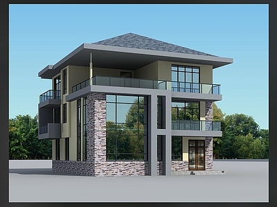 新中式简约别墅建筑 12X14米 三层别墅 独栋别墅 农村别墅 自建房 施工图