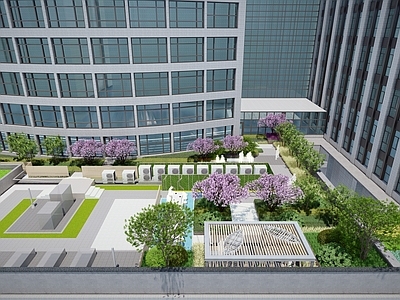 现代屋顶花园 某医院屋顶花园 现代风格屋顶平台