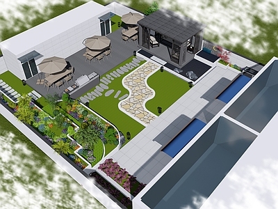 现代极简屋顶花园 现代露台景观 露台庭院 露台花园