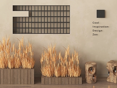 盆栽 麦穗 落地灯 干花摆件 造景芦苇盆栽