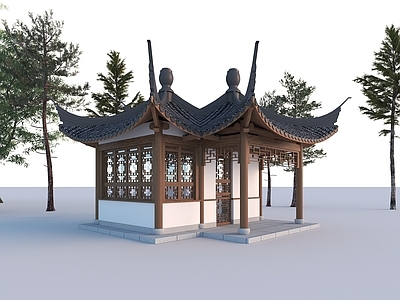 新中式中式亭子 中式双亭 四角亭 四角双亭 古建亭