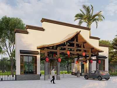 新中式中式入口大门 小区入口大门 学校入口大门