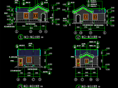 新中式中式门卫室建筑 值班室 施工图