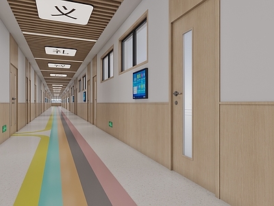 现代简约教室 教室过道 教室走廊