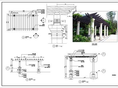 小区廊架 花 施工图