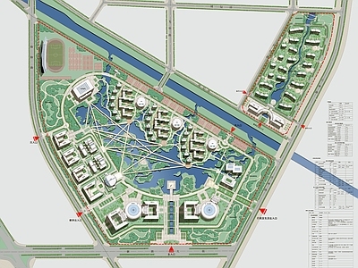 现代学校建筑 现代大学规划总图 职业学校规划总图 规划总平面图 施工图