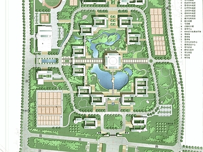 现代学校建筑 现代大学规划总图 规划总平面图 职业学校规划总图 施工图