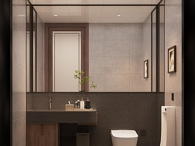 现代禅意酒店卫生间 酒店卫生间 公卫 餐饮卫生间