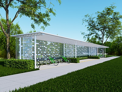 现代其他景观小建筑 非机动车停车棚