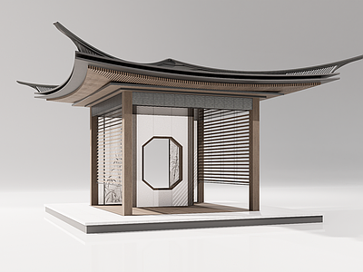 现代其他景观小品 景观亭 廊亭 新中式 戏台 中式