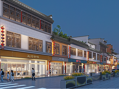 现代新中式商业街 示范主街建筑改造 建筑外立面改造 中式商业外立面改 广东潮汕风格建筑 新中式文化建筑