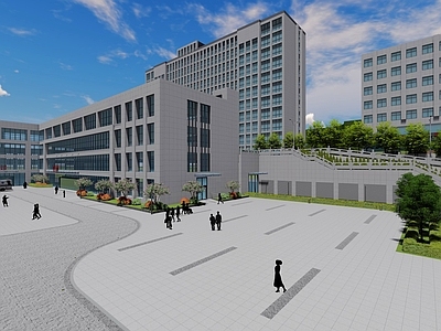 现代医院建筑 医院建筑 入口大门 广场