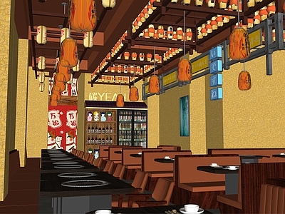 日式原木烧烤烤肉店 烤肉店 烧烤店 日式 灯笼