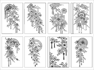 新中式挂画 新中式花扇缘挂画 施工图