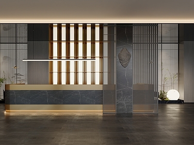 现代新中式茶餐厅 接待台 前台