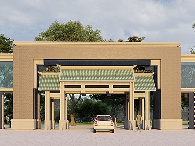 新中式中式入口大门 厂区入口大门 公司入口大门 学校入口大门