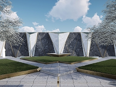 现代极简别墅庭院 现代几何轻奢庭院 未来感现代庭院 几何拼贴现代庭院 现代几何示范区 示范区后场景观