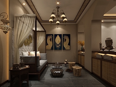 禅意足浴店 泰式养生会所 SPA 足浴店 按摩 施工图
