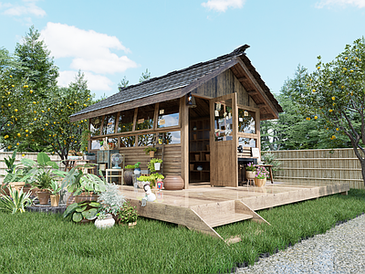 现代侘寂农场 现代小木屋 现代侘寂小木屋 现代花房 现代工具房