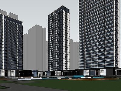 现代小区建筑 现代高层住宅 小区规划