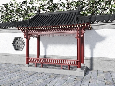 中式亭子 古建亭子 休息亭 半亭 古建 中式风雨亭