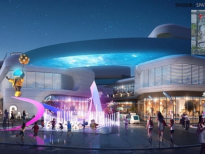 现代商业综合体景观 体育馆 电竞馆 综合体 商业综合体
