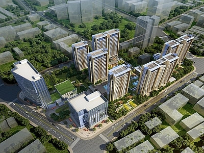 现代小区建筑 现代高层住宅 小区规划
