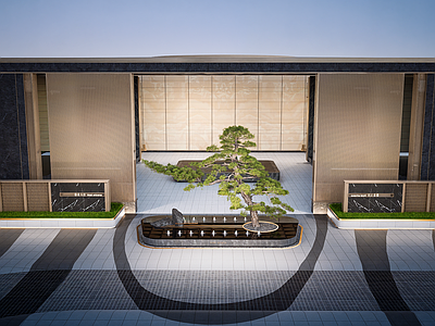 现代假山水景 入口水景 景墙 示范区入口