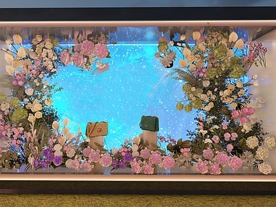 现代服装展厅 包包展厅 包包橱窗 花橱窗