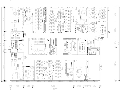 现代整体办公空间 1000㎡办公室 办公空间平面图 企业办公室平面图 施工图