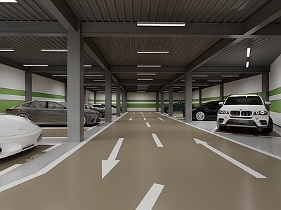 现代简约室内停车场 停车场 车库 室内停车场 汽车