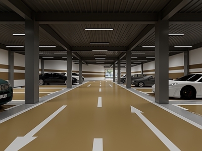 现代简约室内停车场 停车场 车库 室内停车场 汽车