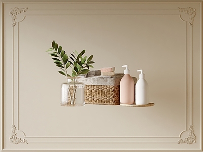 洗浴用品 洗浴摆件 沐浴露 香皂 藤编收纳筐