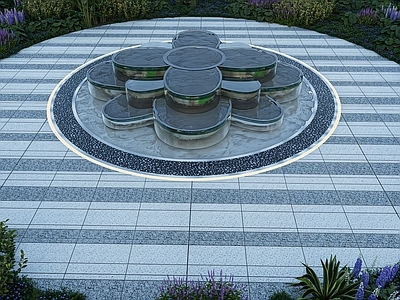 现代其他水景设施 莲花水景 跌水水景 叠水水景 莲花叠水