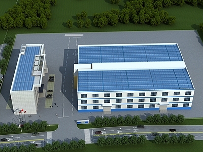 现代工业厂房 光纤 厂房 鸟瞰图 工厂