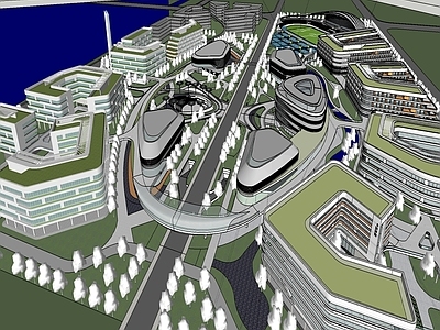 现代学校建筑 学校湖景 教学楼学校 学校操场 大学学校